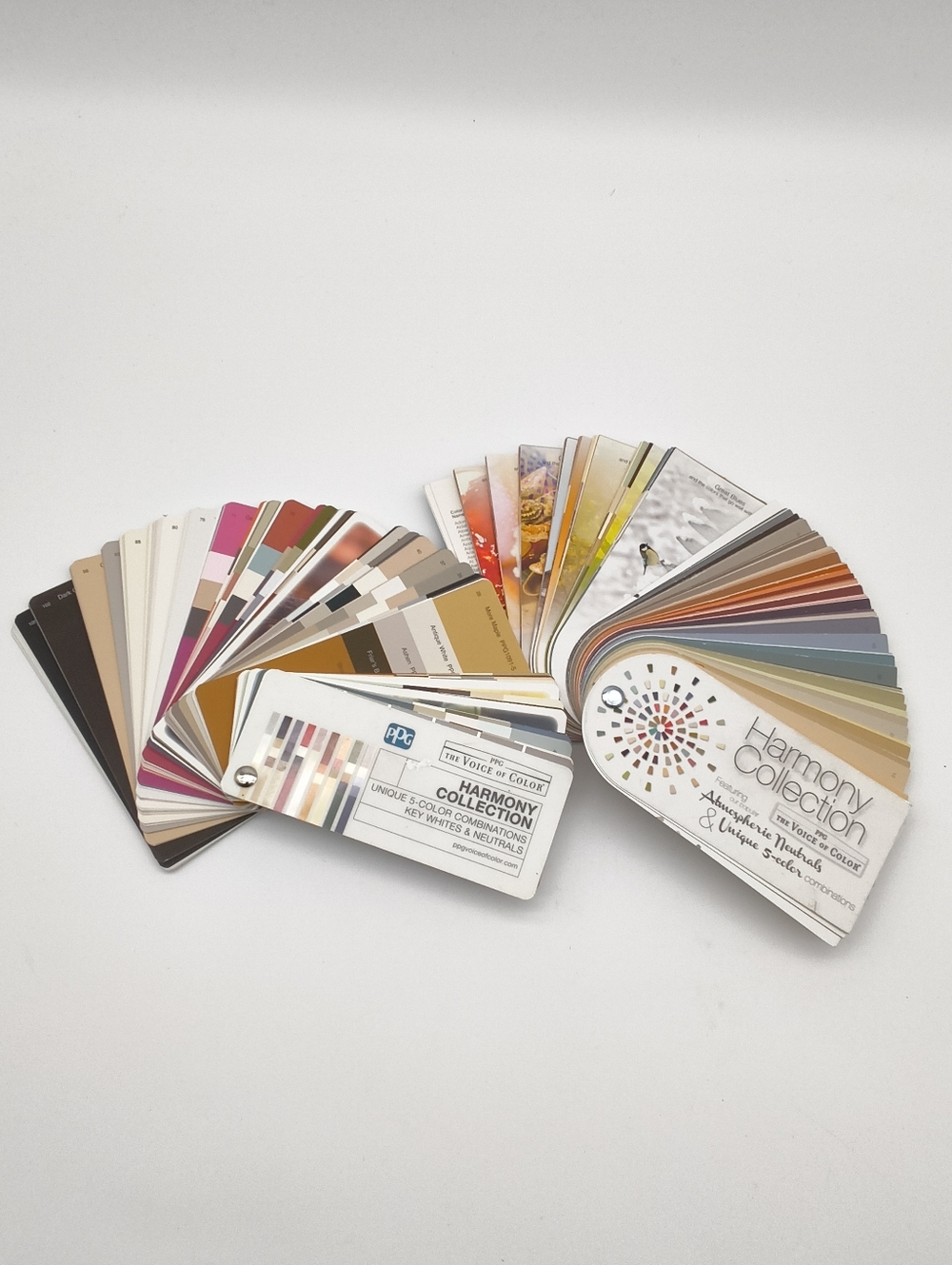 Pair of PPG "The Voice of Color Harmony Collection" Paint Swatch Fan Decks